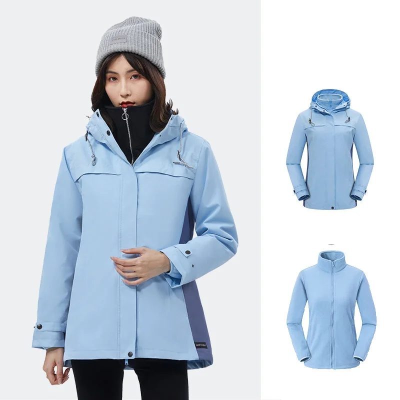 Chic Charge Clothes Giacca da donna Autunno Inverno Nuovo abbigliamento da alpinismo impermeabile antivento caldo tre in uno di media lunghezza