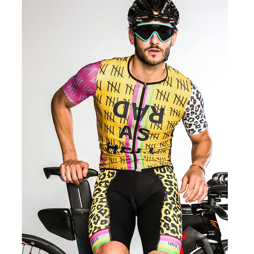 Kolarstwo strój z dżerseju mężczyźni Team Bike odzież zestaw spodenek droga odzież rowerowa krótkie zestaw tulei koszule sukienki Maillot Ciclismo Bib