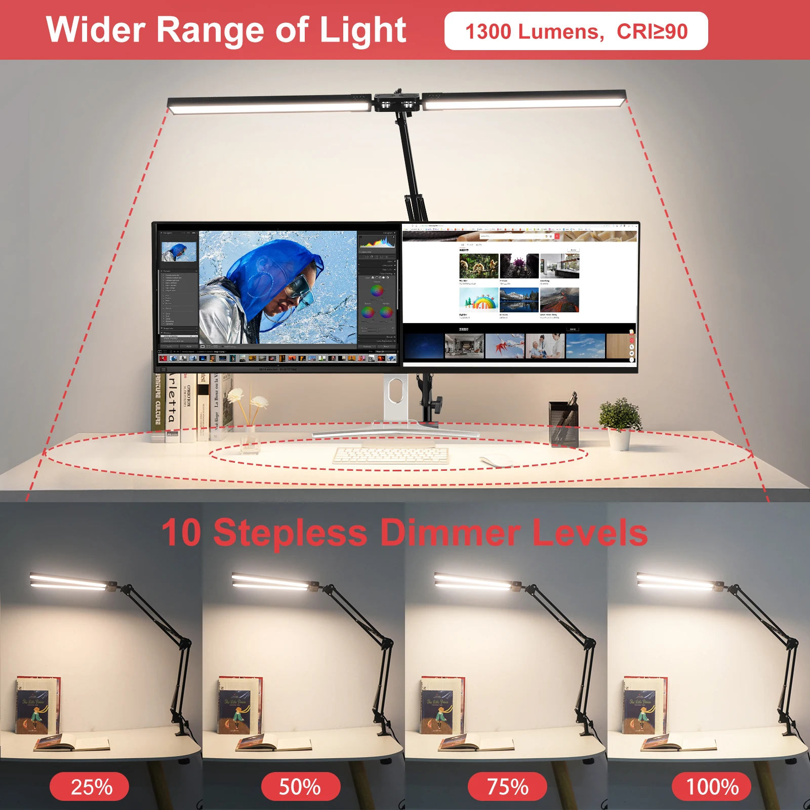 Imagem -04 - Newacalox-led Screen Hanging Light Bar Table Clip Lamp Computer Eye Protection Reading Learn ue Eua 12v 24w 160 Pcs