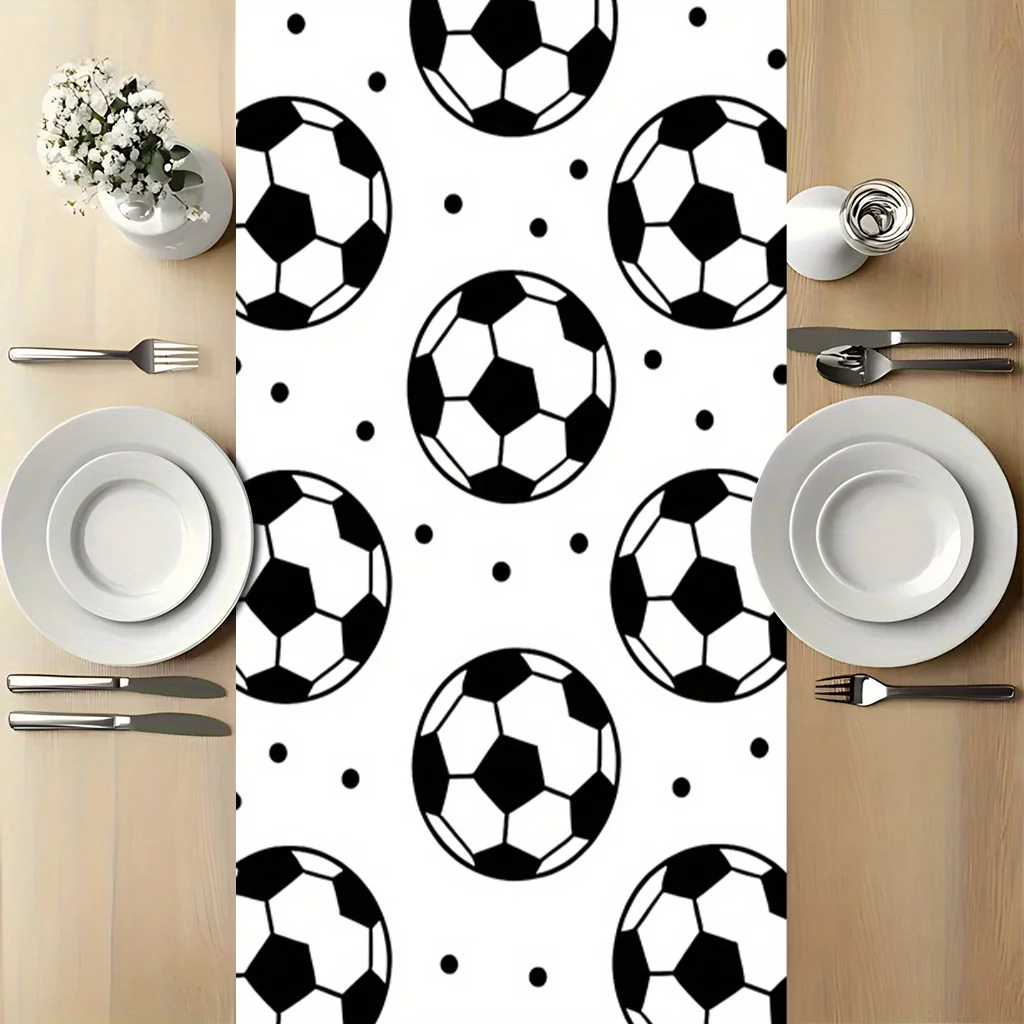 Football Pattern Table Runner, Durable Table Runner, Easy To Clean, for Festive Party, Holiday Dining, Anniversary, Wedding, Hom