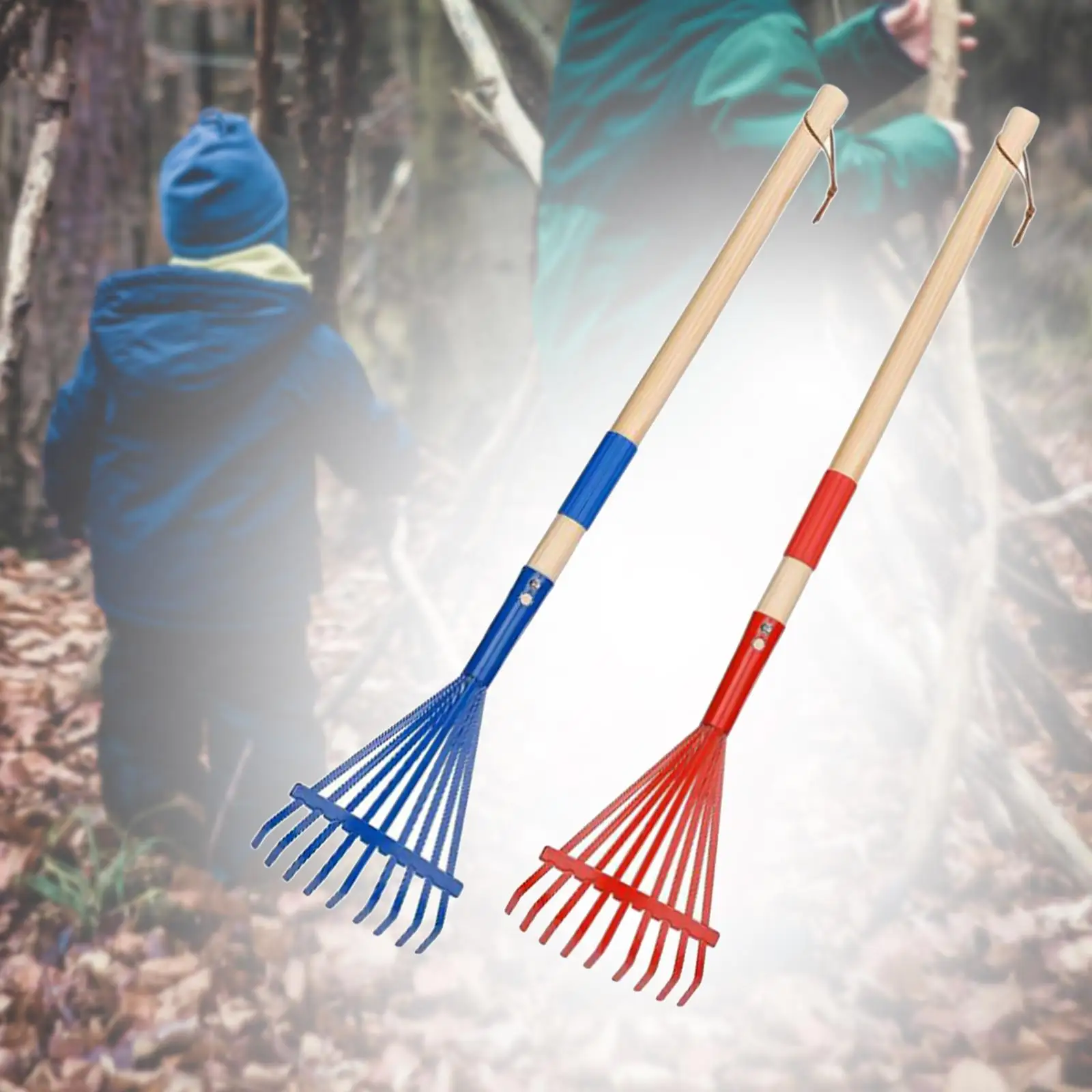 2 Pieces Leaf Rake Heavy Duty Ergonomic Leaves Rakes Garden Rake Raking Grass and Leaves Tool for Shrub Yard Flower Beds Lawns