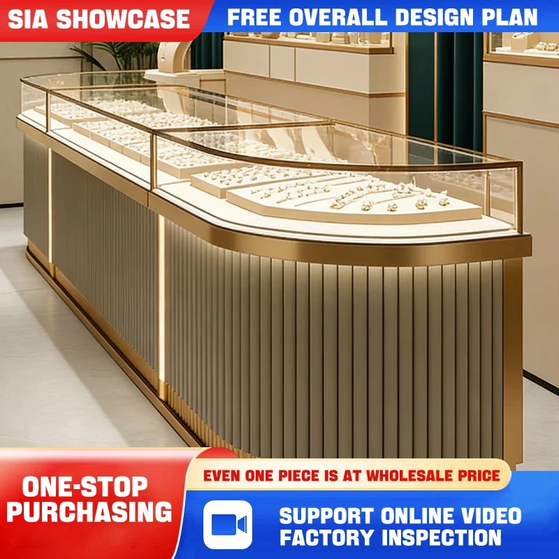 custom.Custom Modern Luxury Iron Jewelry Display Cabinet Retail Store Shopping Mall Exhibition Hall Middle Island Counter Ha