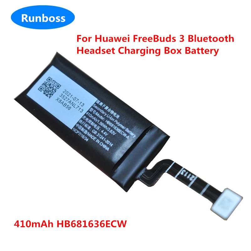 Nowa wysokiej jakości bateria do Huawei FreeBuds 3 Freebuds 4 4E słuchawki Bluetooth T0004C HB681636ECW bezprzewodowe ładowanie 410mAh