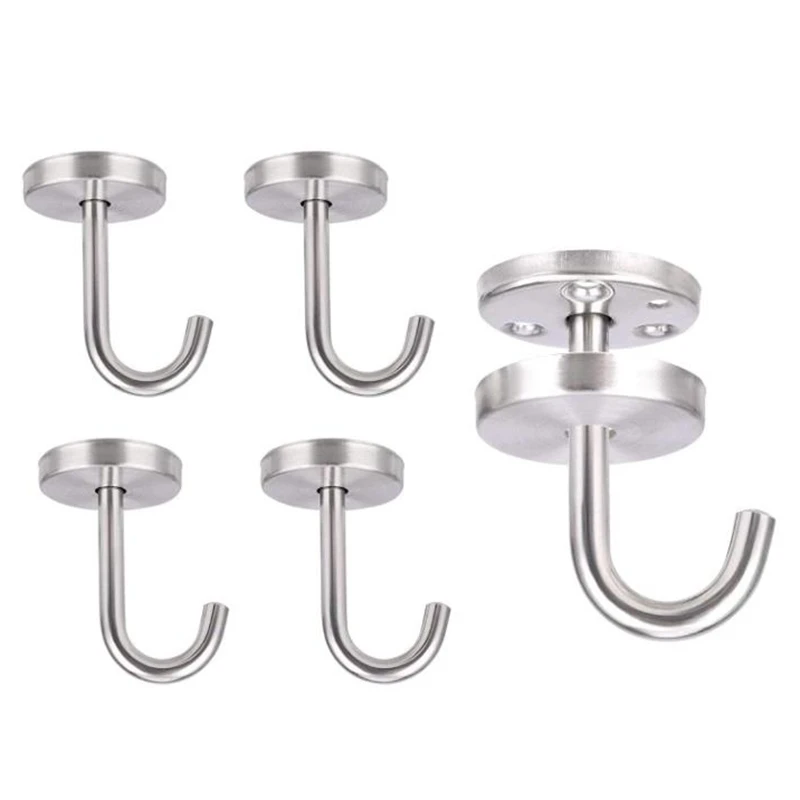 5 Pcs Stainless Steel Ceiling Hook Round Base Top Mount Overhead Wall Hook For Hanging Plants Bird Feeders Wind Chimes