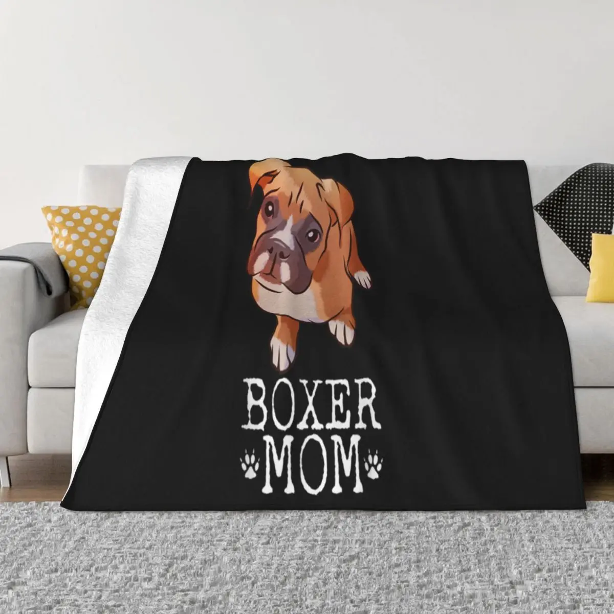 Awesome Vintage Boxer Mom Funny Dog Lover Gift For Mama Mother Cute Comfortable Throw Blanket