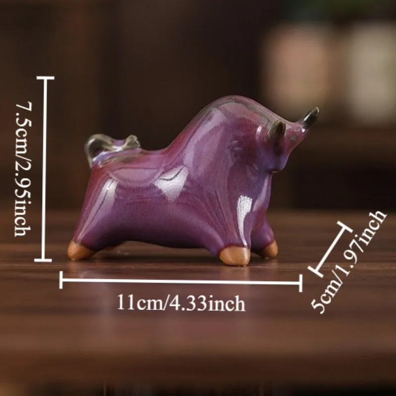 Bovine Zodiac Ceramic Sculpture Decoration Desk Tea Companion Living Room Entryway Display Distinctive Cartoon Housewarming Gift