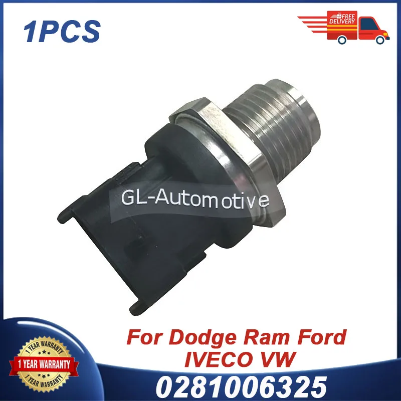 

1PCS 0281006325 0281006327 Fuel Rail Pressure Sensor For Ford Iveco Dodge RAM VW 0281002851 0281006112
