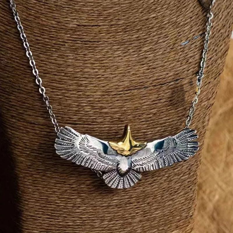 Fashion Domineering Flying Eagle Pendant Animal Necklace for Men Punk Hip Hop Rock Style Jewelry Anniversary Gift