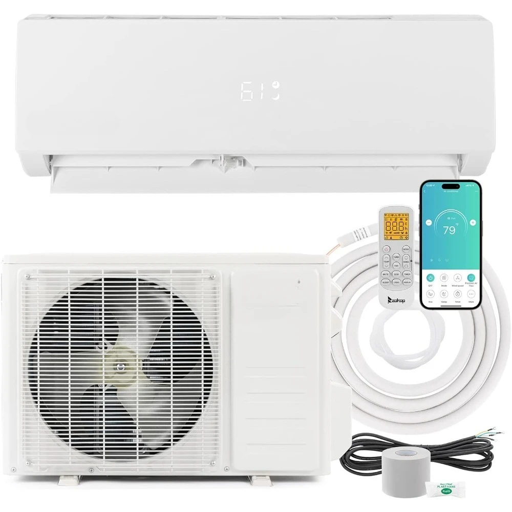 

12,000 BTU Mini Split Air Conditioner Inverter, 19 SEER 115V Energy Saving Split-System AC w/Pre-Charged Condenser, Heat Pump