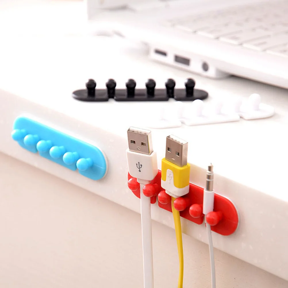 

2 pcs Self Adhesive Cable Organizers For Desktop Cord Management, Abs Wire Holder Clips, Tidy Cord Organizer For Home Office