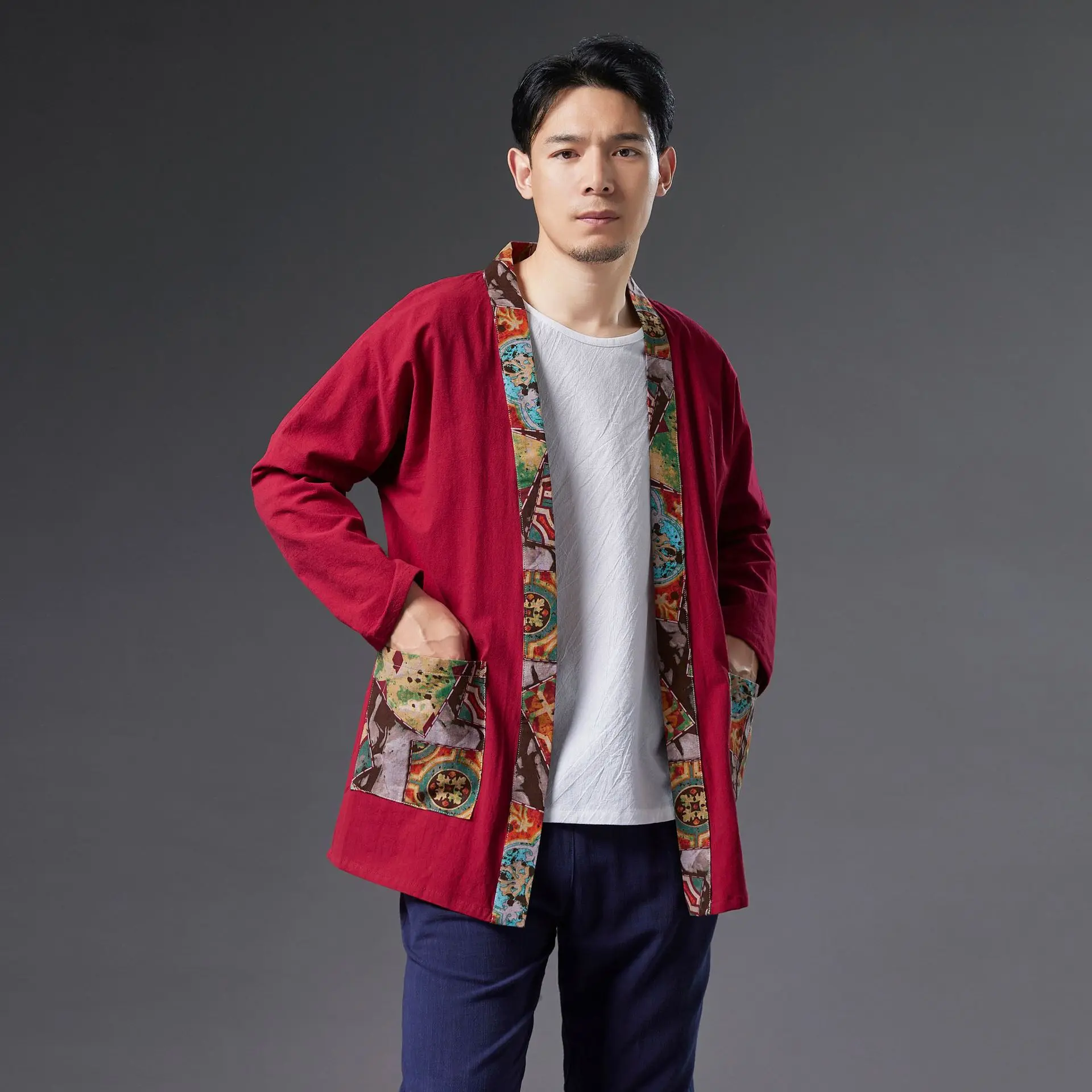 

Traditional Ethnic Clothing for Man adult Living Top Oriental Style Outfit Cotton Linen Vintage clothes Asian Costume