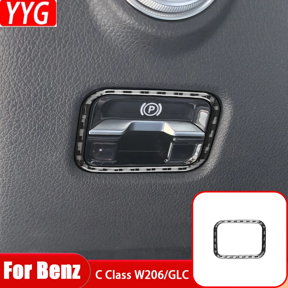 

Carbon Fiber Electronic Handbrake Frame Car Interior Accessories Cover Trim Sticker For Benz C Class 2022—2024 GLC 2023 2024