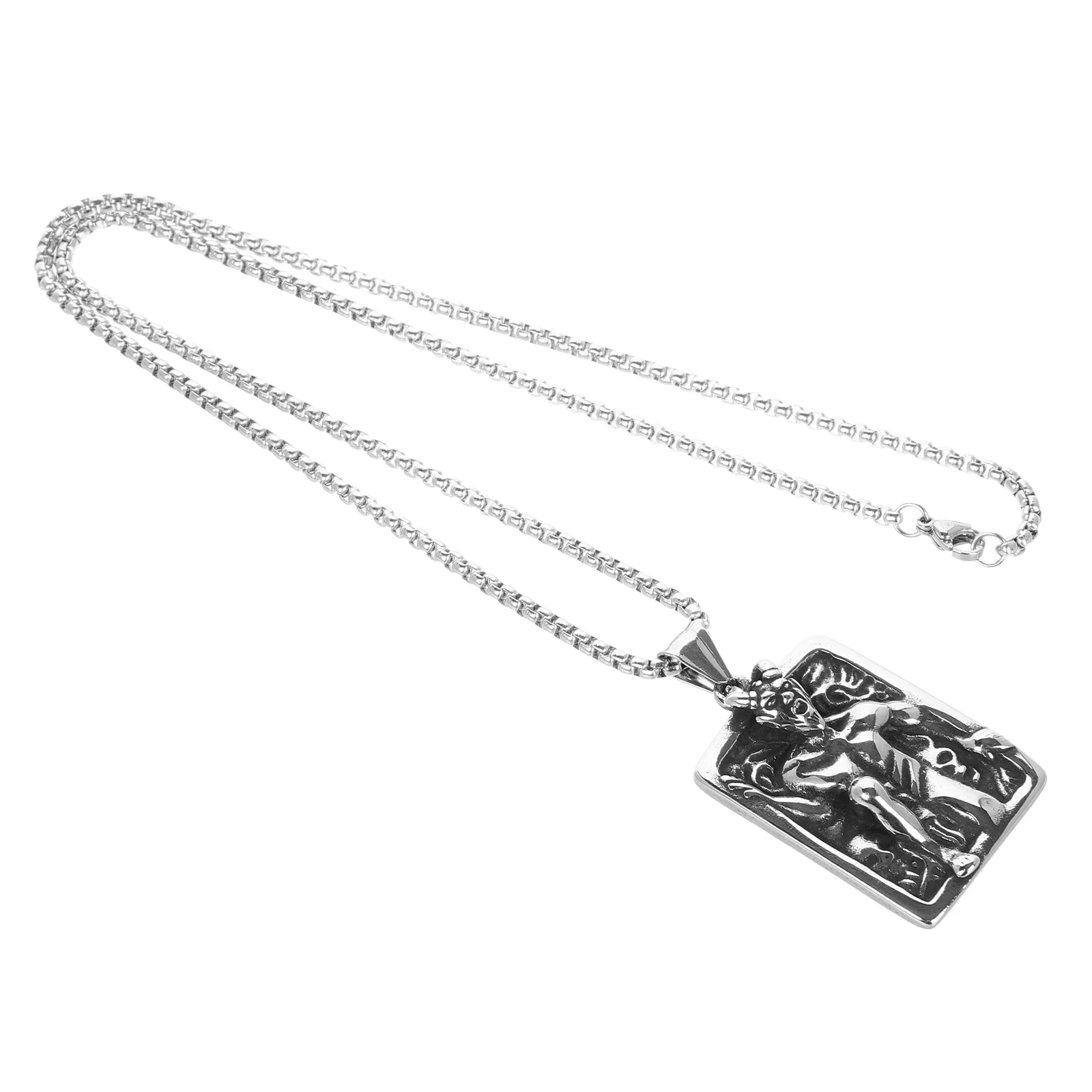 

Stainless Steel Necklace Evil Demon Pendant Micropaved Zirconia Gothic Jewelry Hiphop Trend Unisex Durable Sparkle