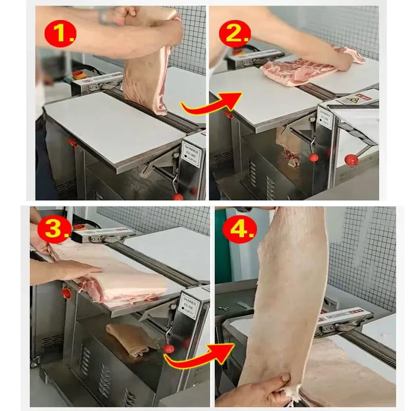 Máquina peladora para eliminar la piel de cerdo, máquina separadora de piel de cerdo, decoración