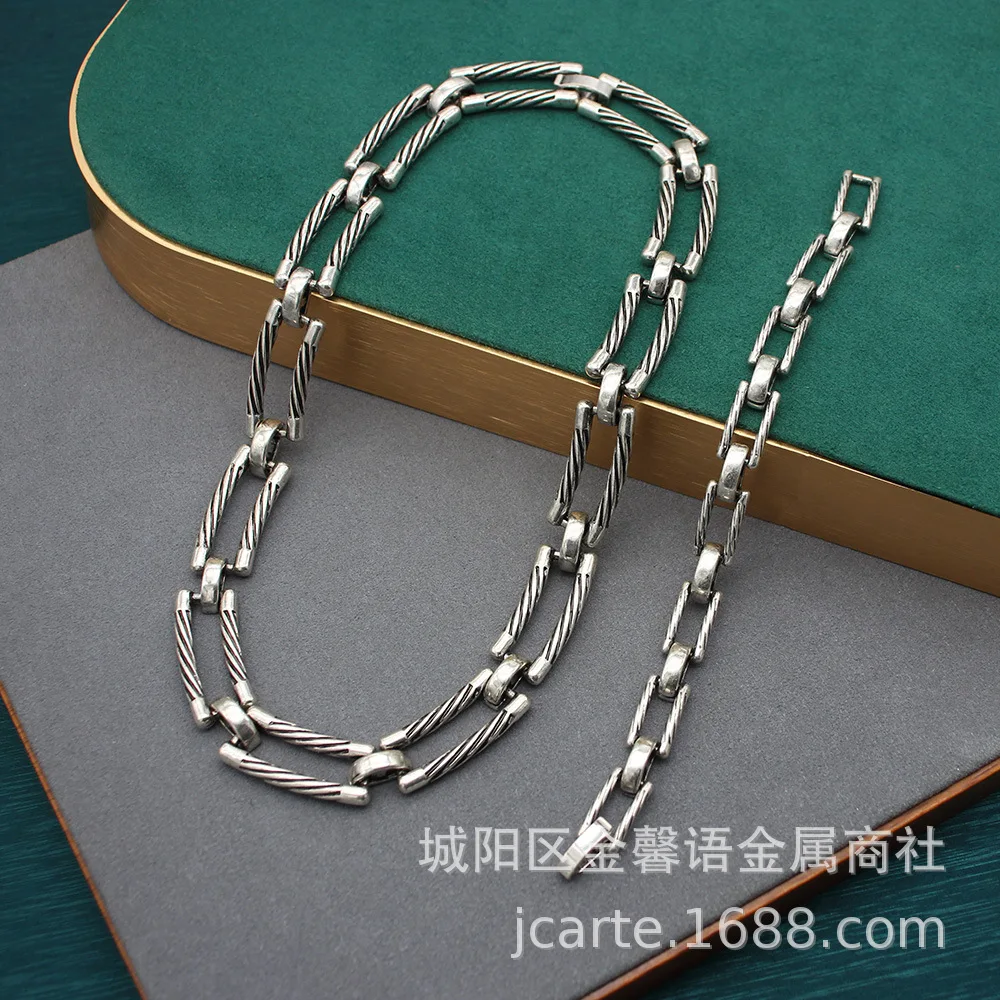 Export Second-hand Bamboo Gold Necklace Real Gold Electroplated Geometric Clavicle Chain