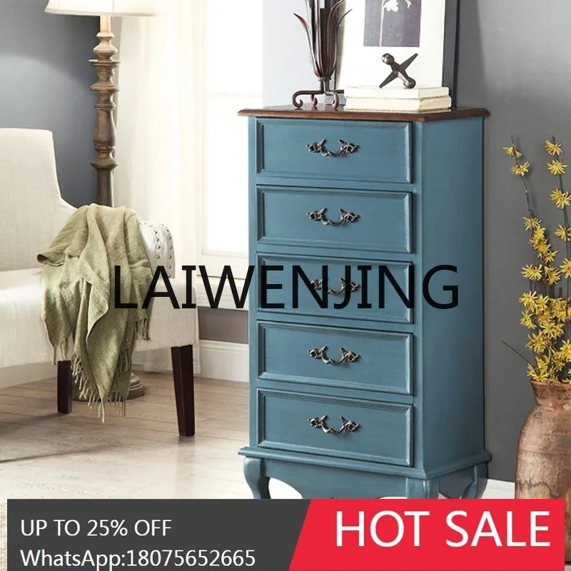 American-Style Bedroom Chest of Drawers Nordic Hallway Storage European-Style Mediterranean Furniture Retro Painted Home Cabinet