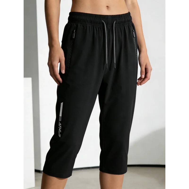 Men's Summer Stretch Sports Capri Pants Lightweight And Breathable Fitness Running Pants Essentials Shorts Man Y2k Elegant Black