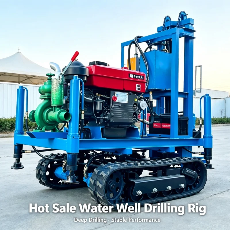 Customized 22‑25 HP Crawler Water Well Drilling Rig, Small Diesel Hydraulic Drilling & Water Intake Equipment