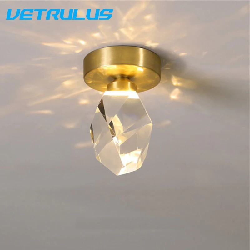 Modern Diamond Chandelier Led Crystal Ceiling Lamp Corridor Pendant Light Aisle Cloakroom Decor Home Fixture Entrance Lustre