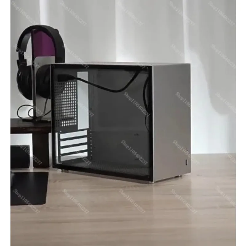 C2P All Aluminum ATX Power White Chassis Side Transparent Graphics Air Cooled Mini Desktop PC Case