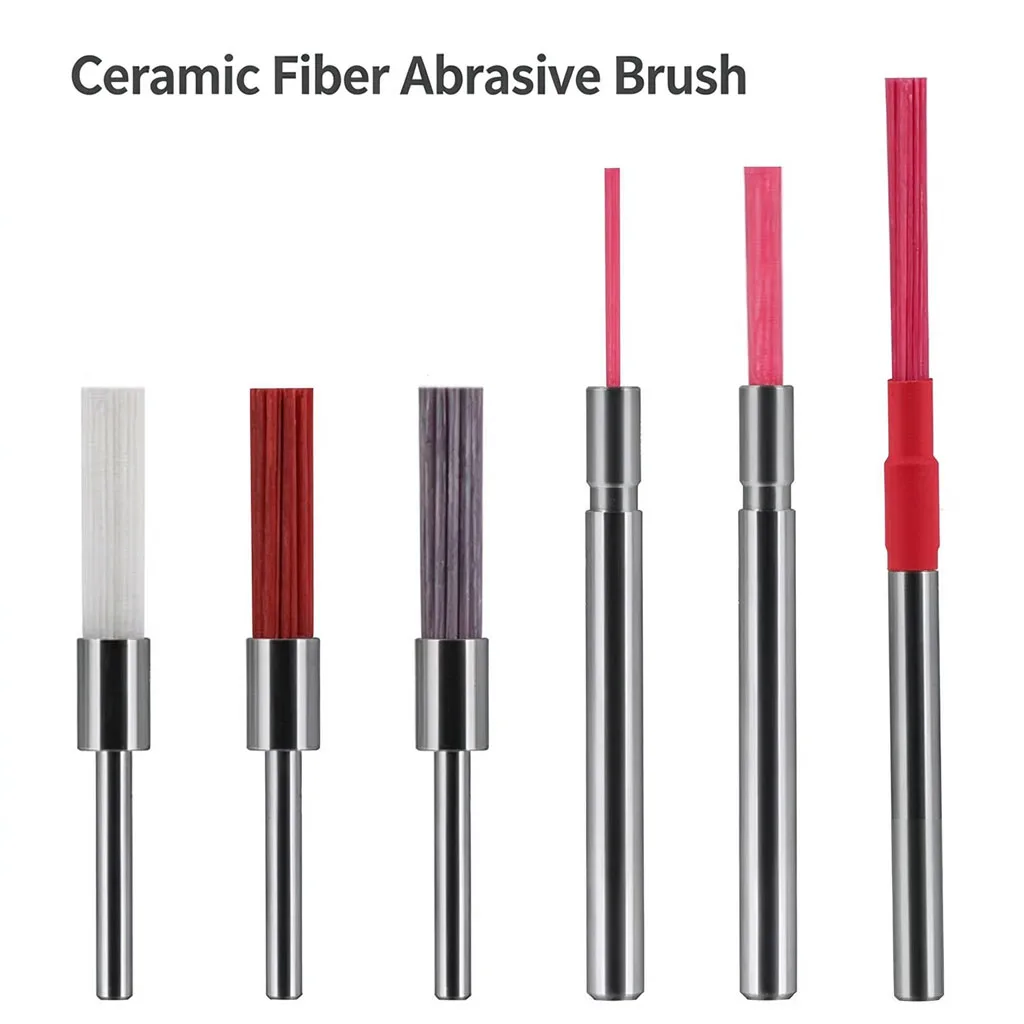Ceramic Fiber Abrasive Brush 3mm/4mm Shank Deburring Brush for Inner Hole Slot Aluminum Steel Polishing Rotary Tool Accessory