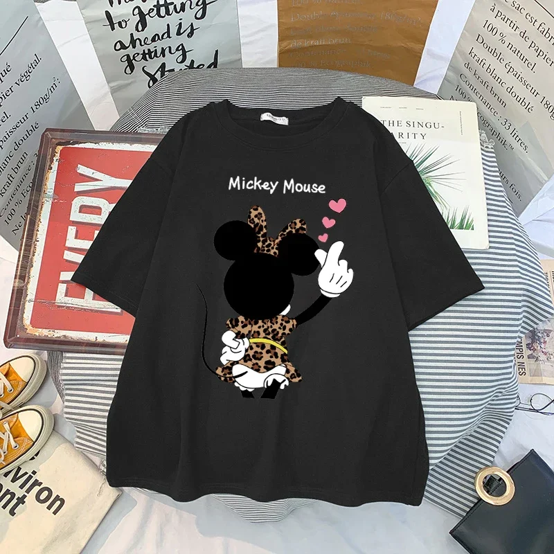 Mulheres Mickey Anime T-Shirt Oversized, Blusas Gráficas, Roupas Y2K, Tops Harajuku, Roupas Kawaii