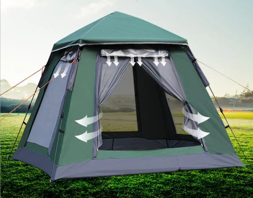 

На открытом воздухе, мгновенная палатка на 4 человека, водонепроницаемая 3-сезонная семейная палатка для кемпинга — с дождевой мушкой и тентом (HT6087-5)