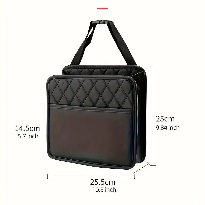Eco-Friendly Leather Car Seat Back Hanging Organizer Multi-Pocket Durable Storage Bag for Family Car Travel Daily Use
