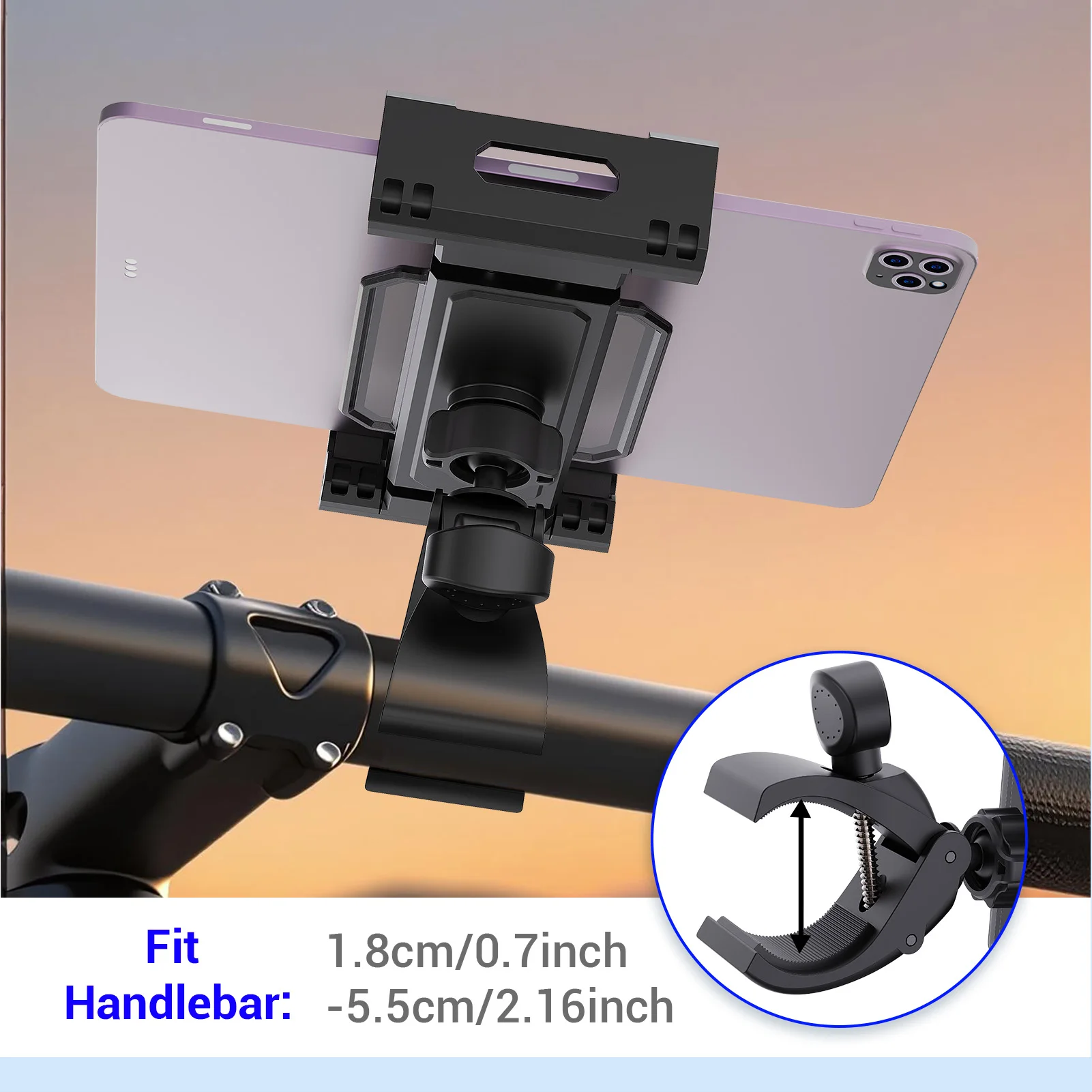 7-14 inch Tablet Holder Mount, Spin Bike Phone Pad Holder Stand Universal Exercise Bike Handlebar Mount For Treadmill Ipad Pro