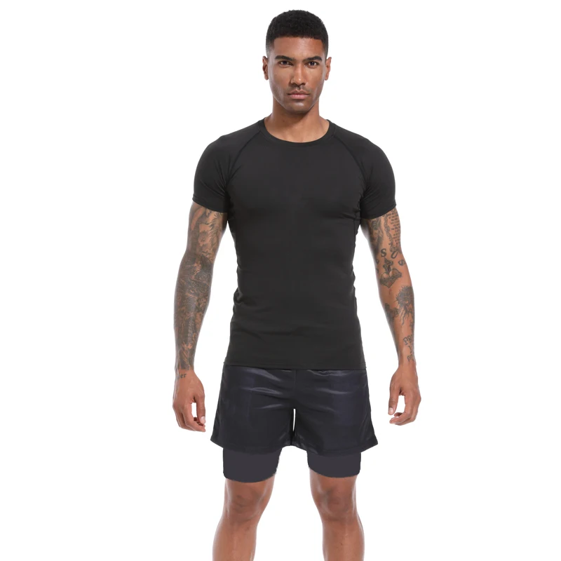 Men's tight fitting shirts, summer short sleeved T-shirts, fitness T-shirts, training, fitness, running, underwear, sportswear