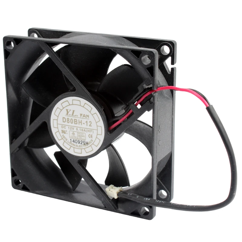 D80BH-12 8cm 80mm fan 80x80x25mm DC12V 0.18A 2pin Cooling fan for computer chassis power supply