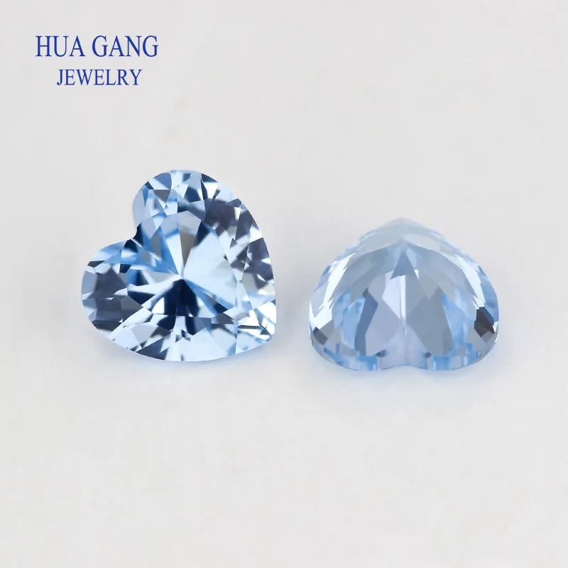 Synthetic Gems Heart Shape Synthetic Spinel Blue Brilliant Cut Stone for Jewelry High Temperature Resistant and Wax Inlaid