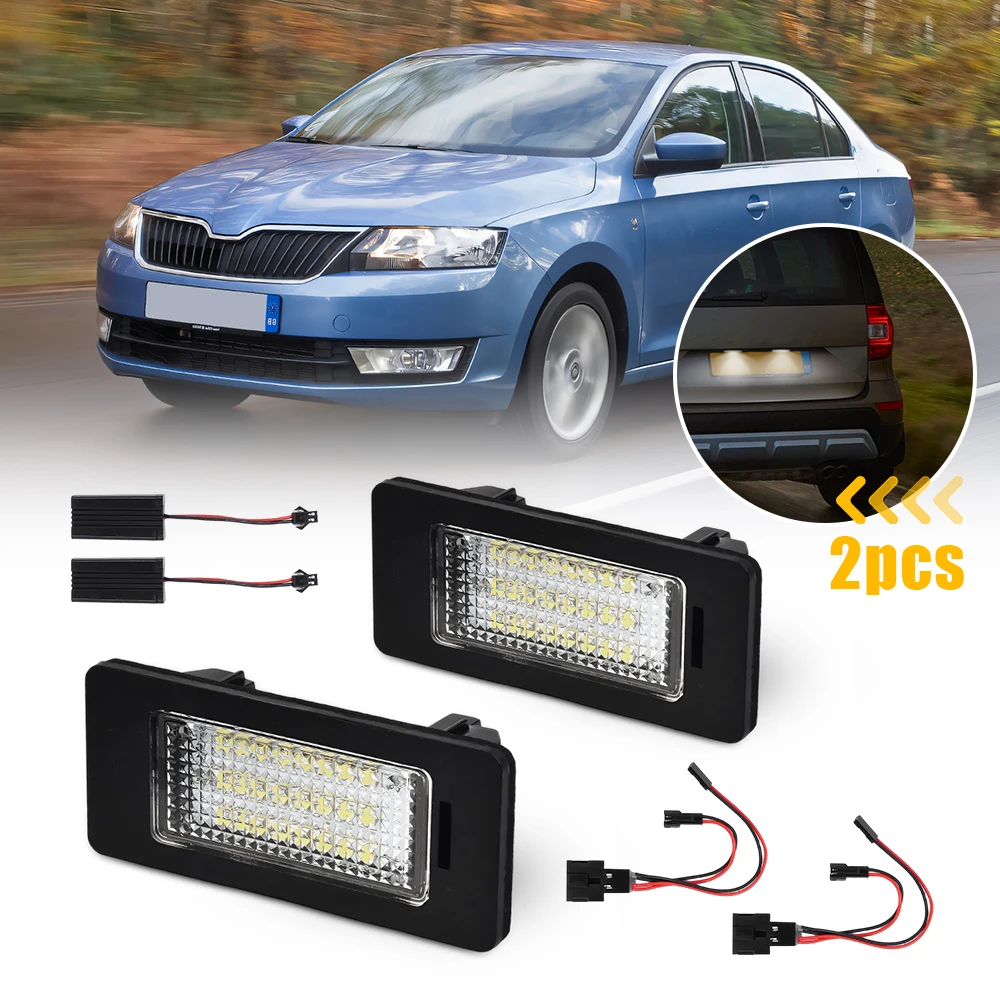 

OXILAM 2 шт. светодиодные лампы для подсветки номерного знака 6000K CANBUS для Skoda Fabia Octavia Rapid Superb 8T0943021 белые 5050 SMD