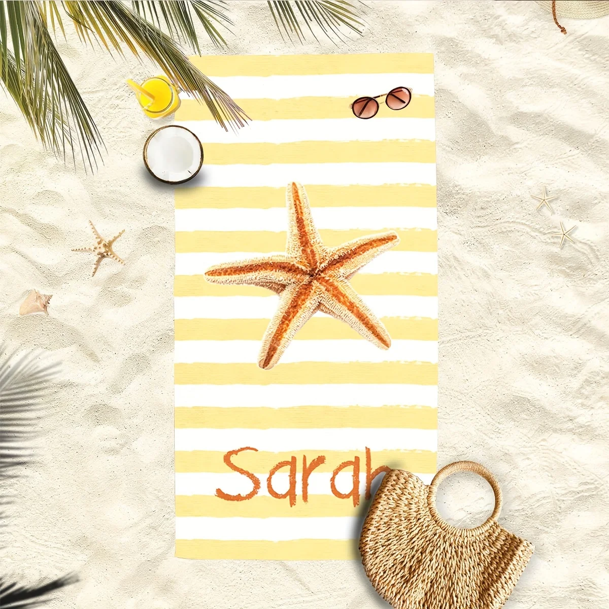Personalized Striped Beach Towel Custom Name/Text Oversized Microfiber Towel Summer Party Gift for Beach Swimming Bath Sports