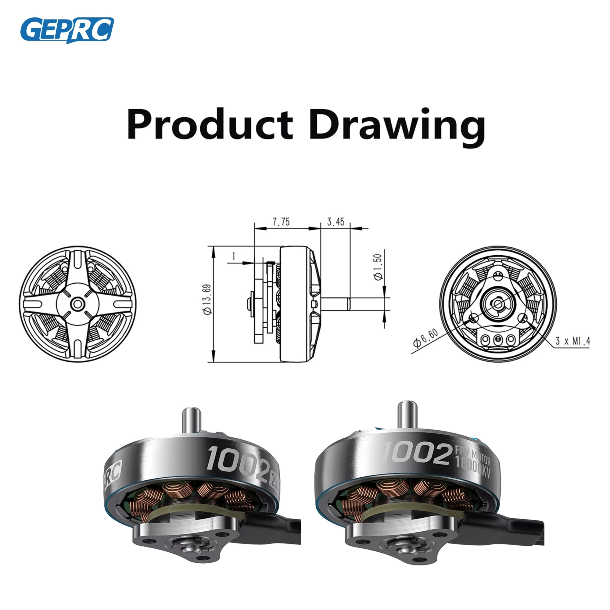 1002 Brushless Motor GEPRC SPEEDX2, 18000KV & 25000KV High‑Speed RC Motor, Spare Parts for T‑Cube18, 1.6‑2 Inch Mini FPV Freesty