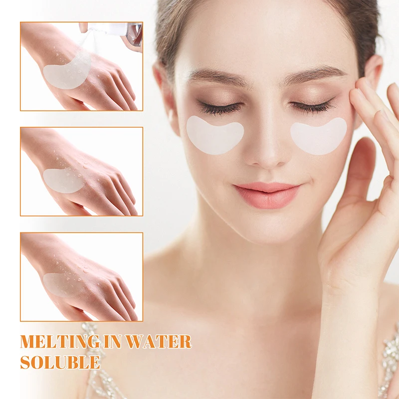 10pcs Collagen Soluble Film Eye Zone Mask Vitamin Patches Hyaluronic Acid Moisturizing Firming Face Dark Circles Skin Care