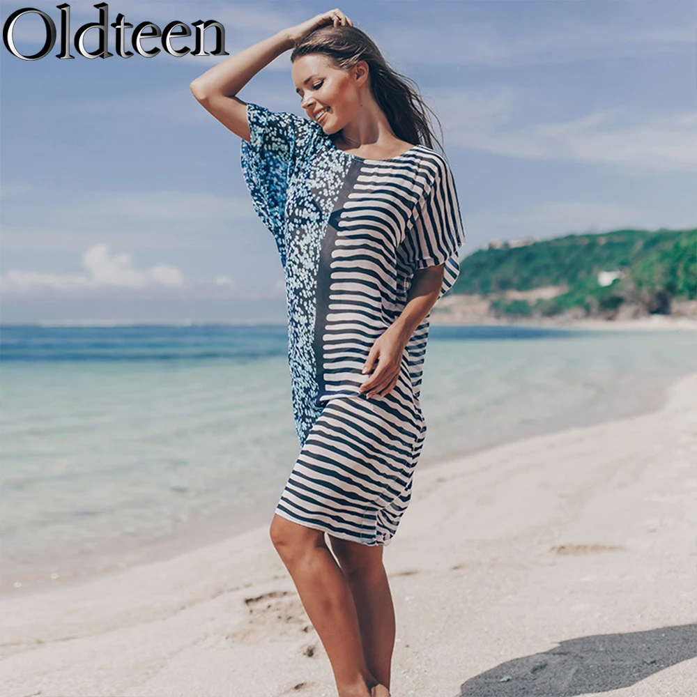 Hot Selling Chiffon Striped Full Sky Star Loose Fitting Mid Length Skirt Vacation Beach Sun Protection Street Casual Cover Up