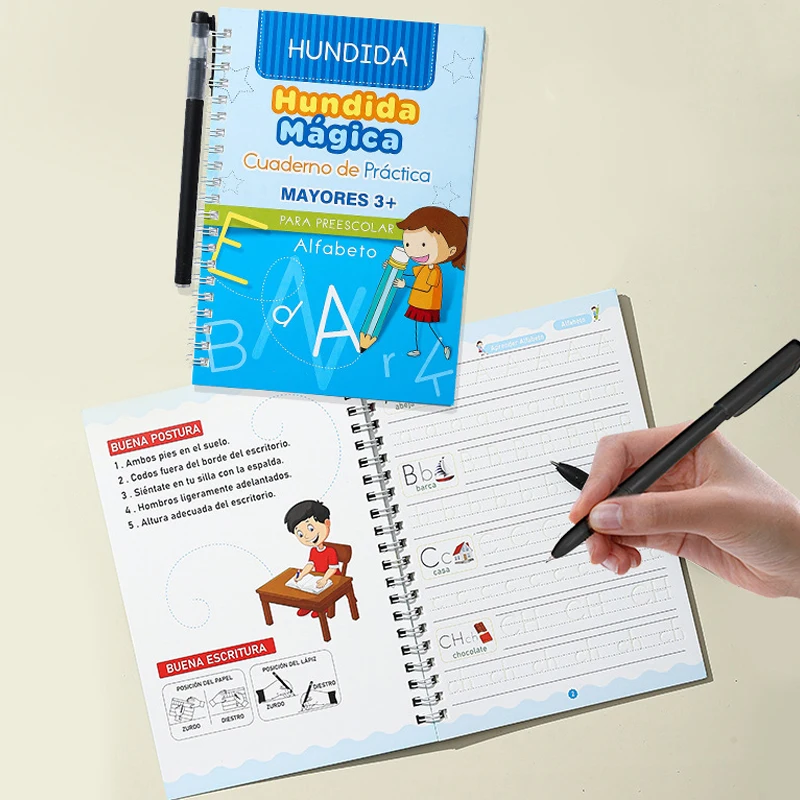 Magic Copybook Reusable สเปนฝึกสเปนการเขียนปากกาวาด Groove ตัวอักษร Wordpad Word การประดิษฐ์ตัวอักษร