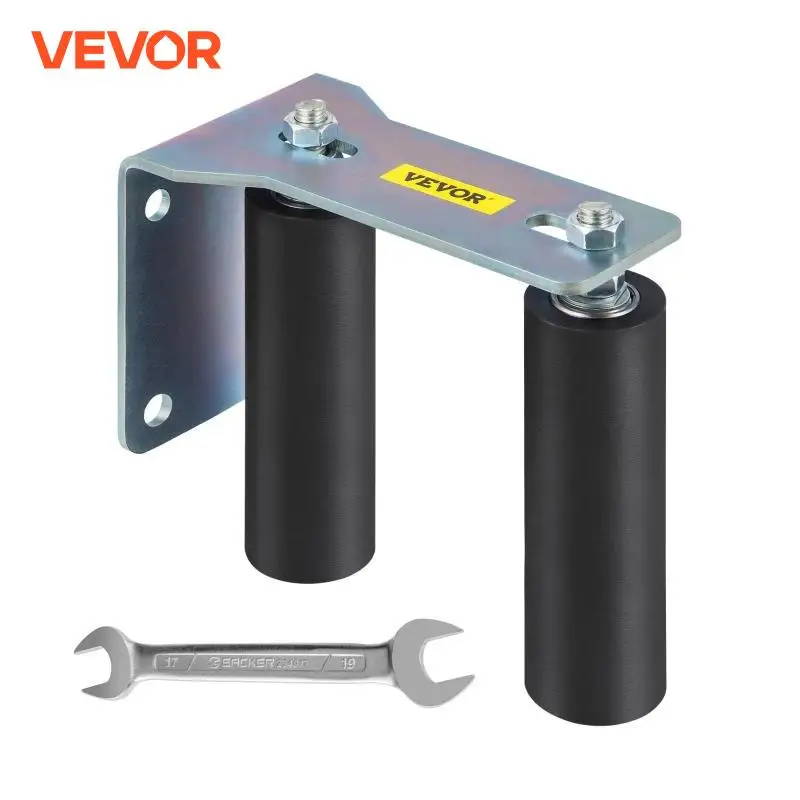 VEVOR Gate Roller Guide Sliding Gate Guide w/90° Adjustable Bracket 3”Black Heavy-Duty Nylon Roller For Installed Indoor Ground