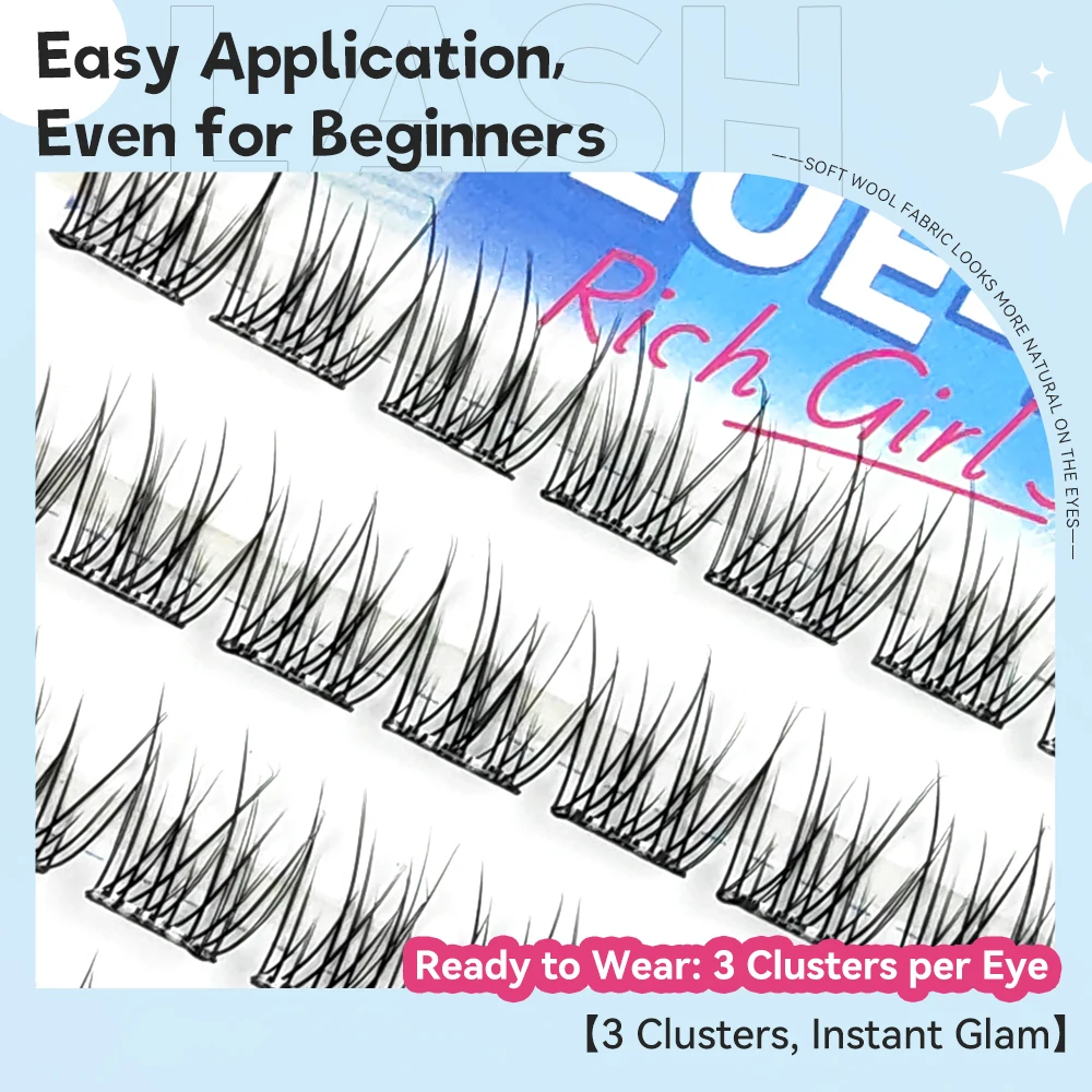 Yelix Glue-free False Eyelashes Self Adhesive DIY Lash Extension DIY Lash Extension Pre Glued Cluster Lashes Makeup Tools