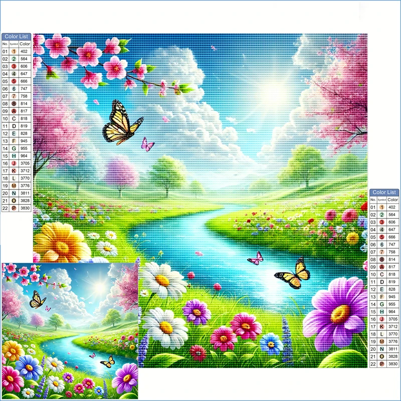 

New Diamond Paintings 2025 Spring Nature Scenic With Butterfly Paint By Diamond Landscape Diamond Art Clearance Sale Hobbies
