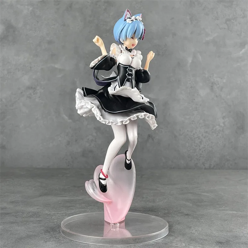 Re:ZERO życie w innym świecie startowego Rem Nekomimi Ver. Figurka z PVC w skali 1/8 figurka Anime prezent dla kolekcja zabawek lalki