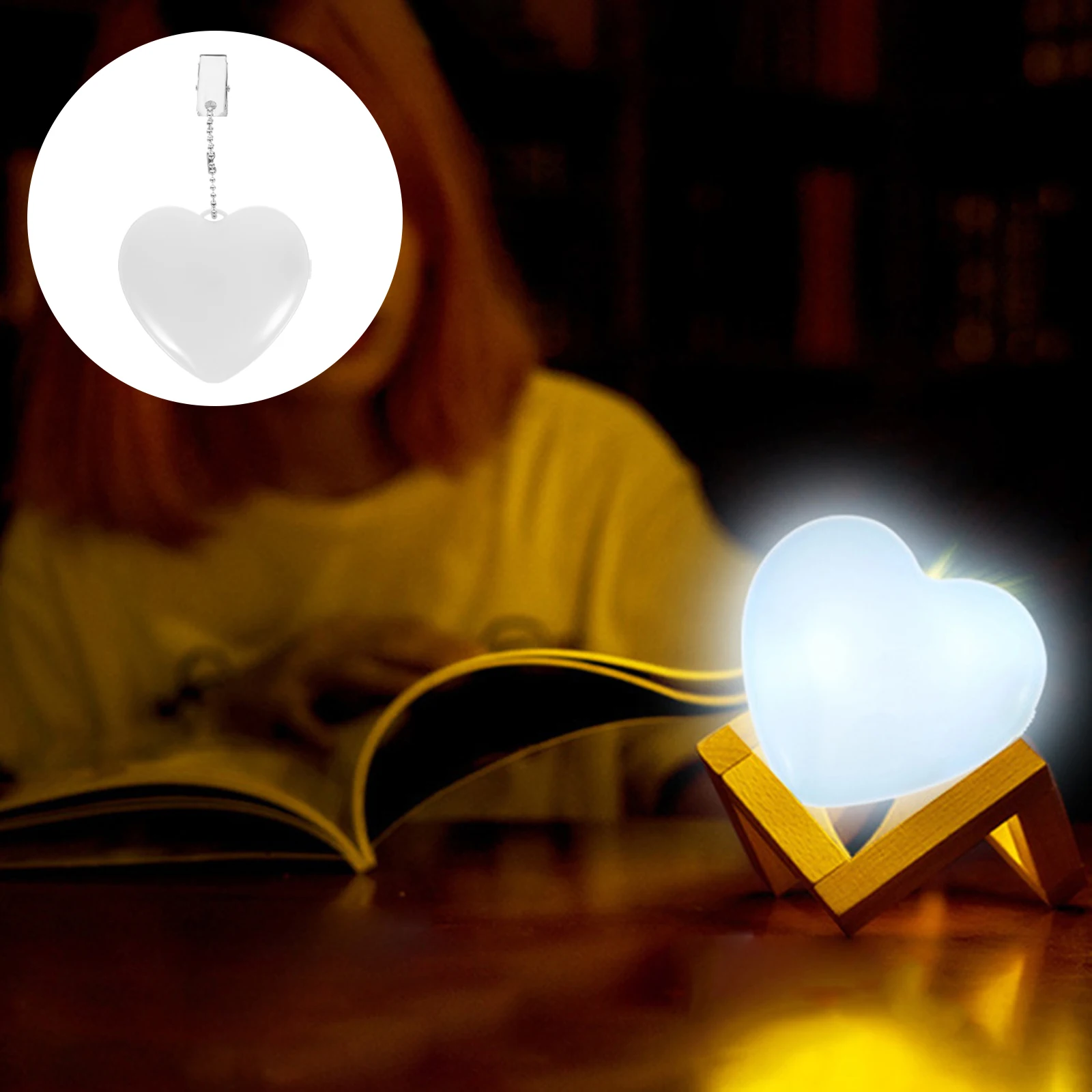 

2 pcs Heart Shaped LED Touch Night Lights Cold White Portable Handbag Lamps Rechargeable Multipurpose Small Size