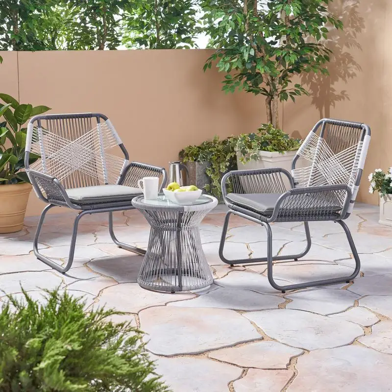 

3PC Outdoor Chat Set, Modern Patio Furniture Set, Comfortable Seating for 3, Perfect for Garden or Balcony
