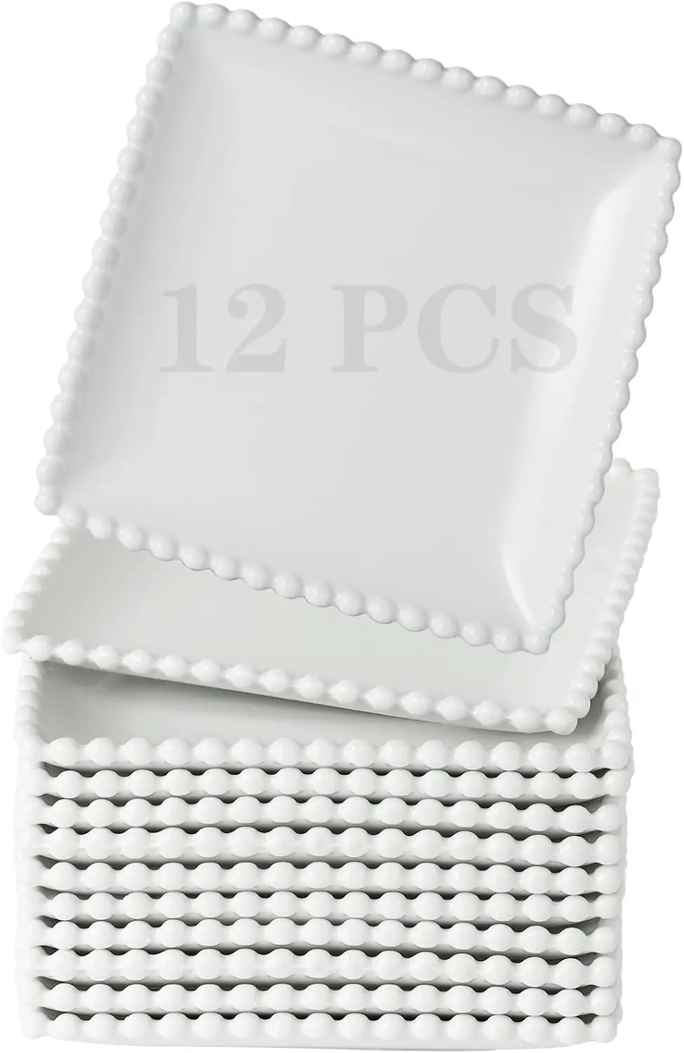 

6 Inch Porcelain Dessert Plates, Appetizer Plates, Square Shape Small Dinnerware Sets, Scratch Resistant, Microwave, Oven, and D