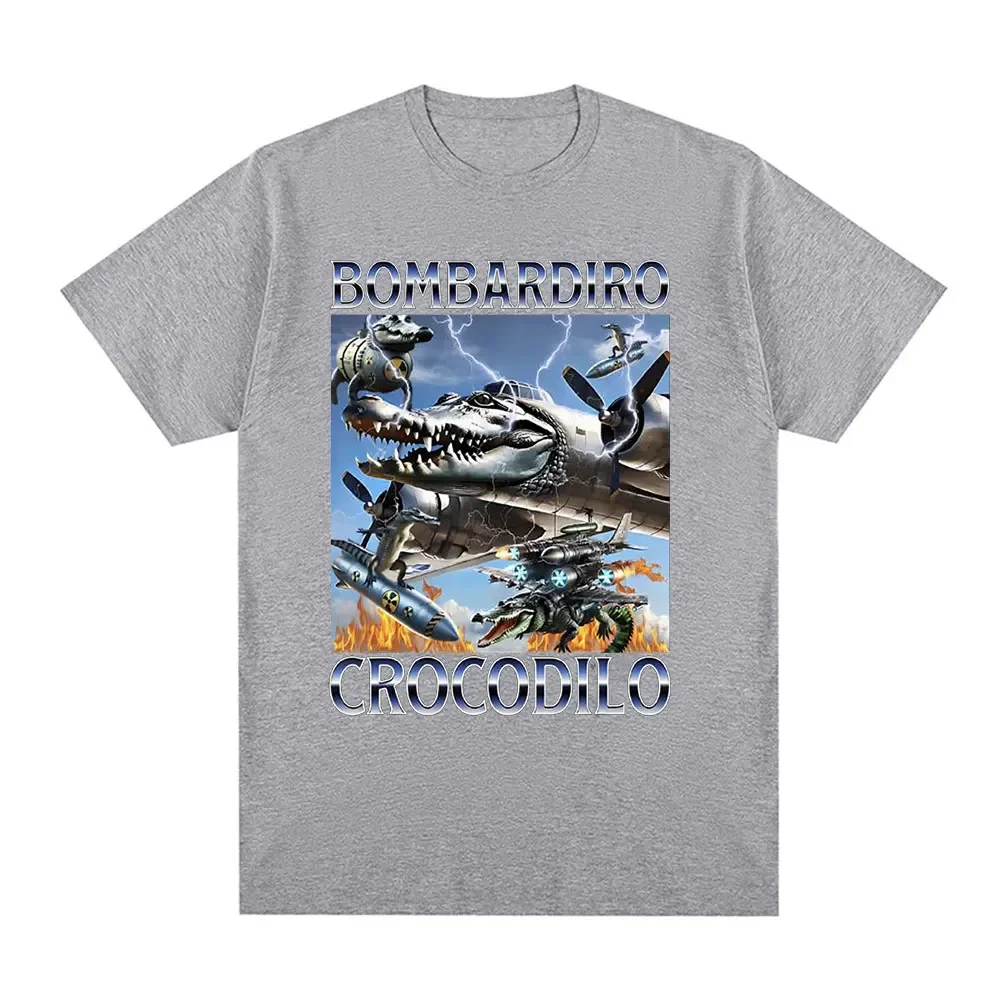 Bombardiro Crocodilo Crocodile Plane Bomber Funny Meme T-shirt Women Casual Short Sleeve T Shirts Comfort T-shirts