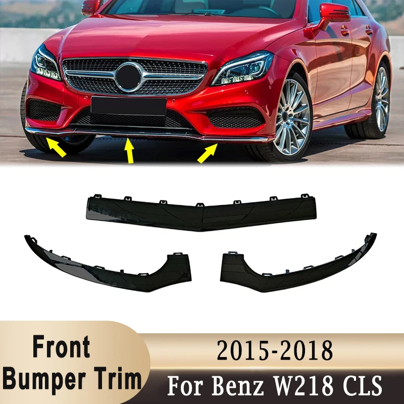 

For Mercedes-Benz W218 CLS400 CLS550 2015-2018 Front Bumper Trim Black Silver Lower Spoiler Diffuser Protector Modification