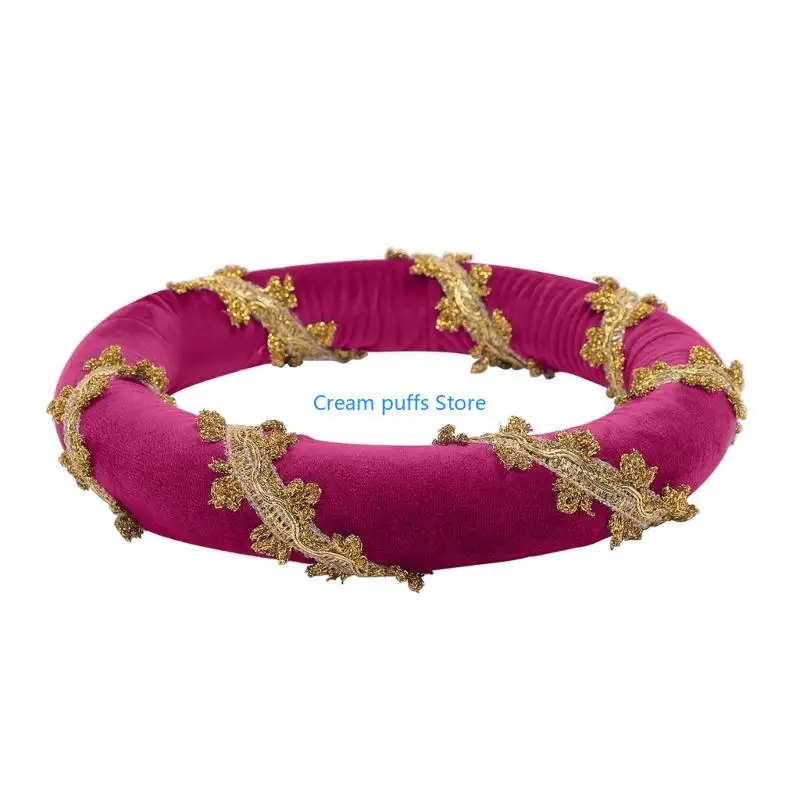 50LE Padded Roll Coif Hat With Delicate Gold Trim For Medieval Costume And Theatrical Performances