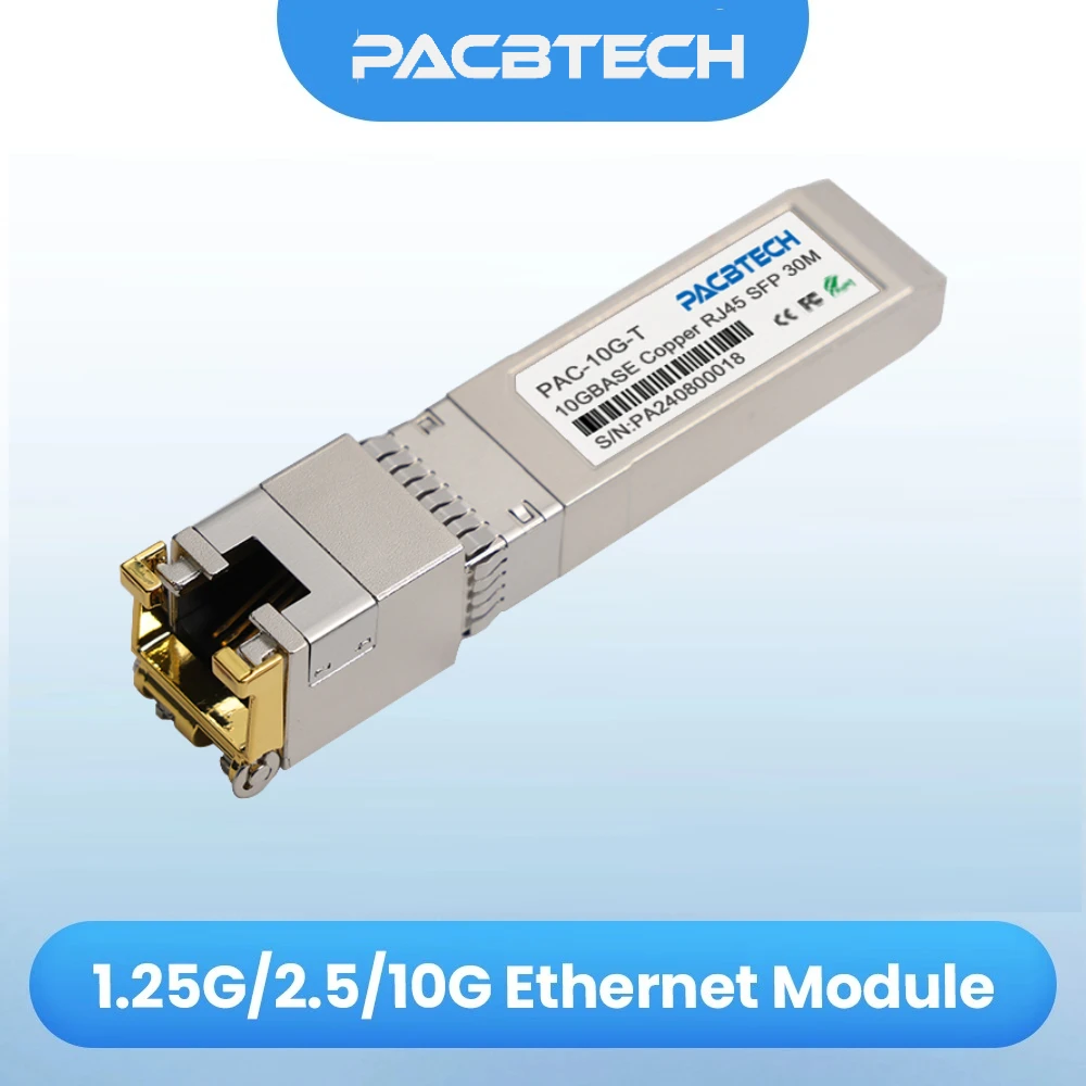 1.25G/2.5G/10G GBASE-T SFP + وحدة نحاسية إلى RJ45، CAT6a-وحدة إيثرنت للتفاوض التلقائي SFP + محول كابل نحاسي-1 قطعة