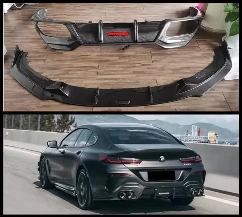 CARBON FIBER REAR TRUNK SPOILER FRONT LIP & REAR BUMPER DIFFUSER For BMW 8 Series G14 G15 G16 2019 2020 2021 2022 2023